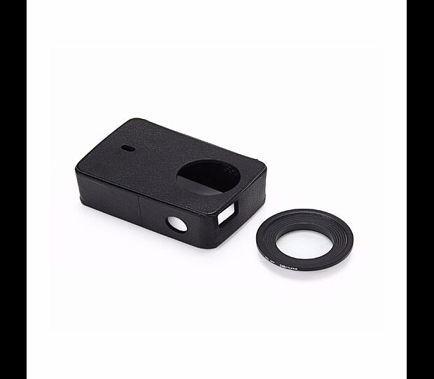 Кожаный чехол с УФ-защитной линзой объектива для экшн-камеры Xiaomi Yi 2 4K Action Camera (Black/Черный) - 5